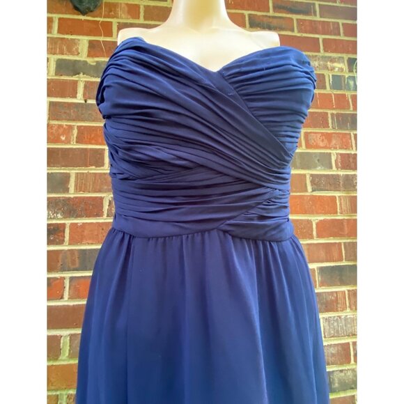 LAUREN RALPH LAUREN EVENING Blue Polyester Strapless Dress Size 16,Long,Zipper - Picture 1 of 14